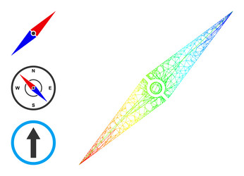 Spectrum gradient net mesh compass arrow icon vector