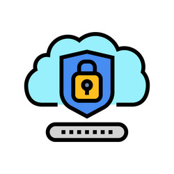 security lock cloud computing color icon vector image