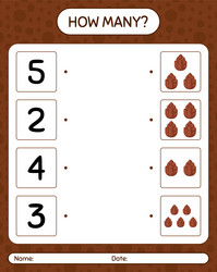 how many counting game with pine cone worksheet vector image