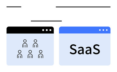 saas concept with user management and web vector image