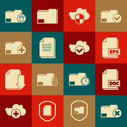 set delete folder doc file document eps cloud vector image