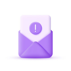 3d envelope and exclamation point vector