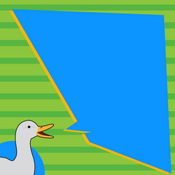 White duck talking with uneven shape speech bubble vector