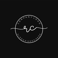 Rc initial handwriting logo with circle template Vector Image