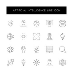 line icons set artificial intelligence pack vector