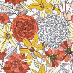 seamless pattern with summer flowers on white vector