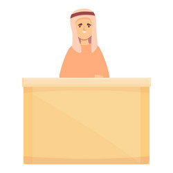 Arab girl student icon cartoon online vector