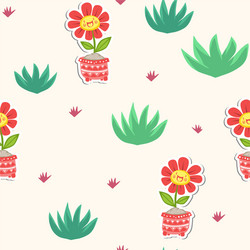 Botanicals pattern cactus aloe vera background vec