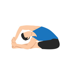 man doing revolved seated forward bend vector