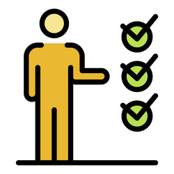 man points to checkboxes icon color outline vector image