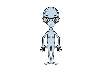 geek nerd extraterrestrial alien ufo gray cartoon vector