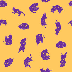 mystical seamless pattern of cats in boho style vector image