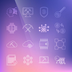 set line cryptocurrency key blockchain technology vector image
