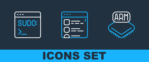 set line processor code terminal and browser vector image