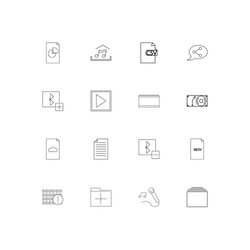files and folders sign linear thin icons set vector image