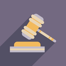 flat web icon with long shadow judge hammer vector image