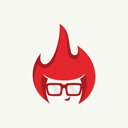 Geek fire had cartoon logo design template vector