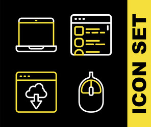 set line browser files computer mouse cloud vector image