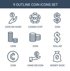 9 coin icons vector