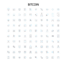 Bitcoin icons signs outline symbols concept vector