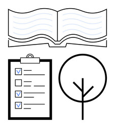 open book checklist with checkmarks and tree vector image