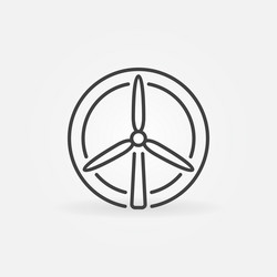 wind turbine circular icon in thin line vector image