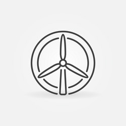 Wind turbine circular icon in thin line vector