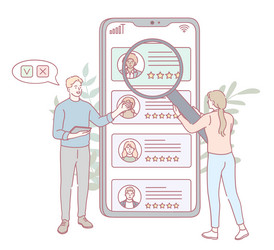exploring and browsing user reviews on a mobile vector image