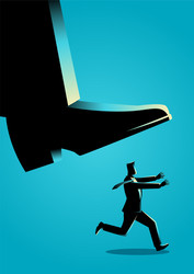 Man Running From Large Footprint vector image