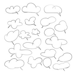 hand drawing set of cloud for adding text vector image