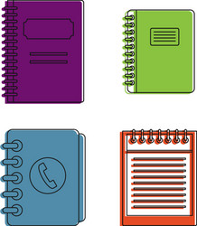 notebook icon set color outline style vector image
