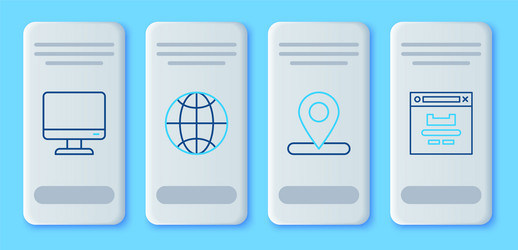 set line social network location computer monitor vector image