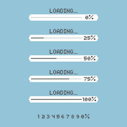 8bit pixel art loading process counter bar vector image