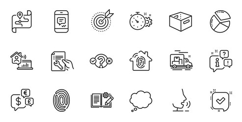 outline set of pie chart quiz test vector