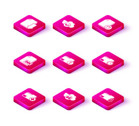 set add new folder cloud download and upload doc vector image