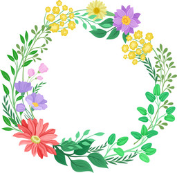 Wreath green leaves with flowers vector