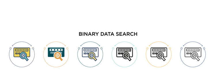 binary data search icon in filled thin line vector image