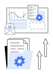 digital data management with graphs emails vector image