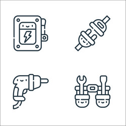 electrician tools and line icons linear set vector image