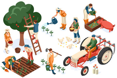 Farmer girl is driving the tractor Royalty Free Vector Image