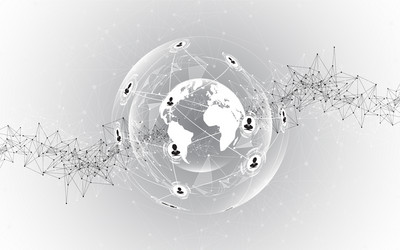 global network connection world map abstract vector image