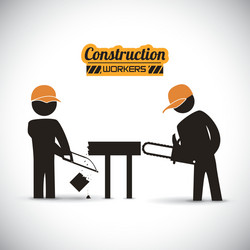 Construction workers with under icons Royalty Free Vector
