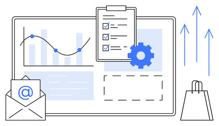 data analysis and planning with email chart vector image