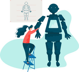 Engineer fixing robot arm robotics hardware vector