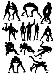 Greco-Roman Wrestling Silhouettes Vector Image