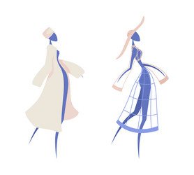 mannequins in winter outfits semi flat color vector