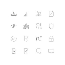 network and database linear thin icons set vector image