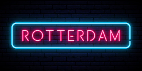 rotterdam neon sign bright light signboard vector