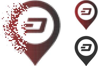 disintegrating pixel halftone dash map pointer vector image
