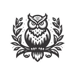 Elegant Black and White Owl Logo Vector Image
